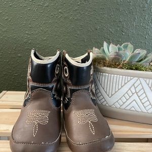Double Barrel Infant Baby Bucker Brown and Black Western Booties